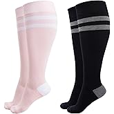 Momcozy Compression Socks for Women Wide Calf, 15-20mmHg Knee High Support Socks for Pregnancy, Nurses, Travel, Flying