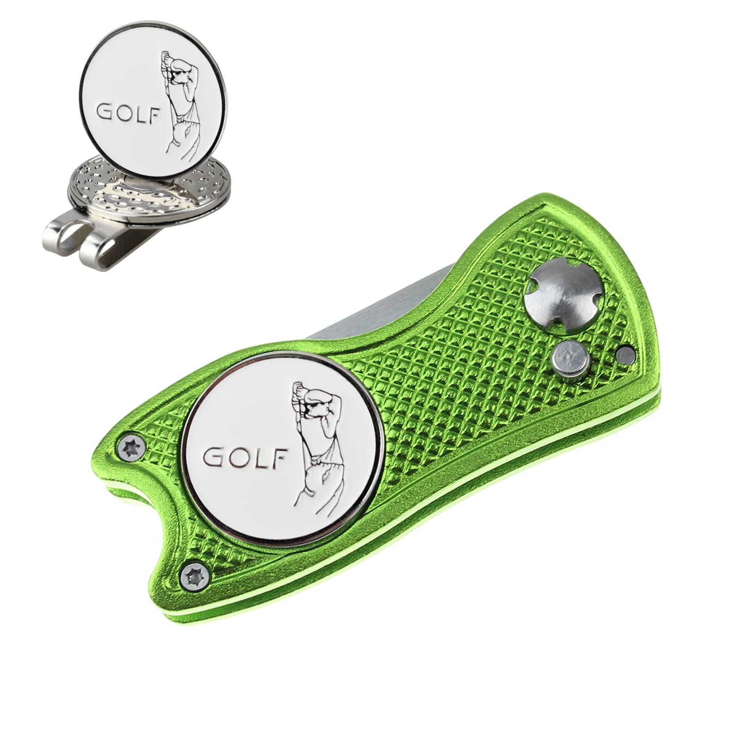 CRESTGOLF Switchblade Golf Divot Tool Golf Green Repair Pitch Fork(lemon)
