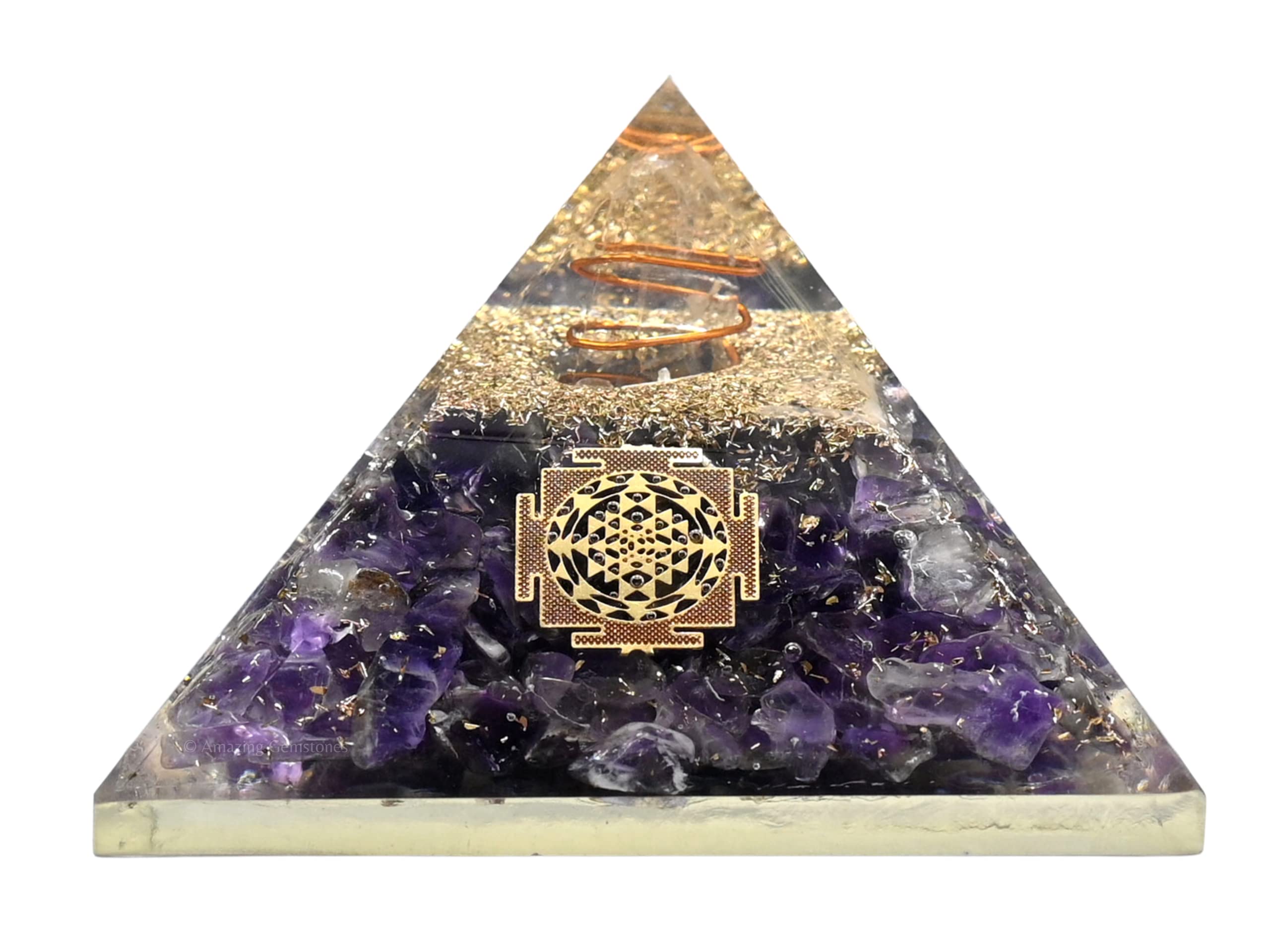 Large Orgone Pyramid | Amethyst Pyramid Crystal | Sri Yantra Orgonite Pyramid | Organ Pyramids Positive Energy Healing
