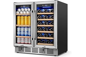 FOMUP 30" Wine and Beverage Refrigerator - Dual Zone Wine and Beverage Cooler, Under Counter/Freestanding Wine and Beer Fridge Holds 29 Bottles & 110 Cans - Ideal for Home, Bar, and Office-Premium Cooling