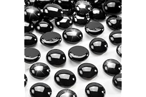 RUOJAS 10 Pounds Onyx Black Fire Glass Beads 3/4 Inch Firepit Gems for Fire Pit Table, Fireplaces, Fire Bowl, Garden Landscaping & DIY Crafts