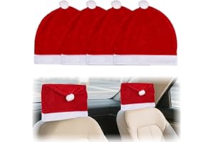 Yuunheg 4 Pack Santa Hat Car Headrest Covers, Plush Universal Christmas Car Decorations,Cute Christmas Car Accessories,Scratch-Proof Seat Head Rest Cover for Most Cars(Red White)