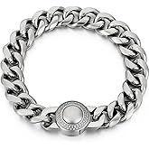 Azubpi 13mm Miami Cuban Link Bracelet for Men - 18K Gold/Silver Sturdy Stainless Steel Link Bracelet for Dad Boyfriend Husband Hip Hop Jewelry