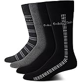 Calvin Klein Mens Crew Socks - 4 Pack Soft Cotton Blend Cushioned Crew Dress Socks for Men, for Formal, Casual and Work Wear