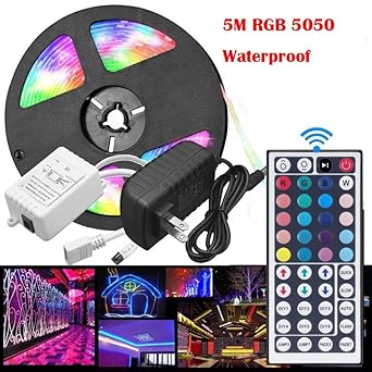 Led Stripes, Gusspower Wasserdicht USB Powered 12V 5050 RGB Weiß Led Streifen Lichterkette Licht Streifen mit 44 Schlüssel-Fe