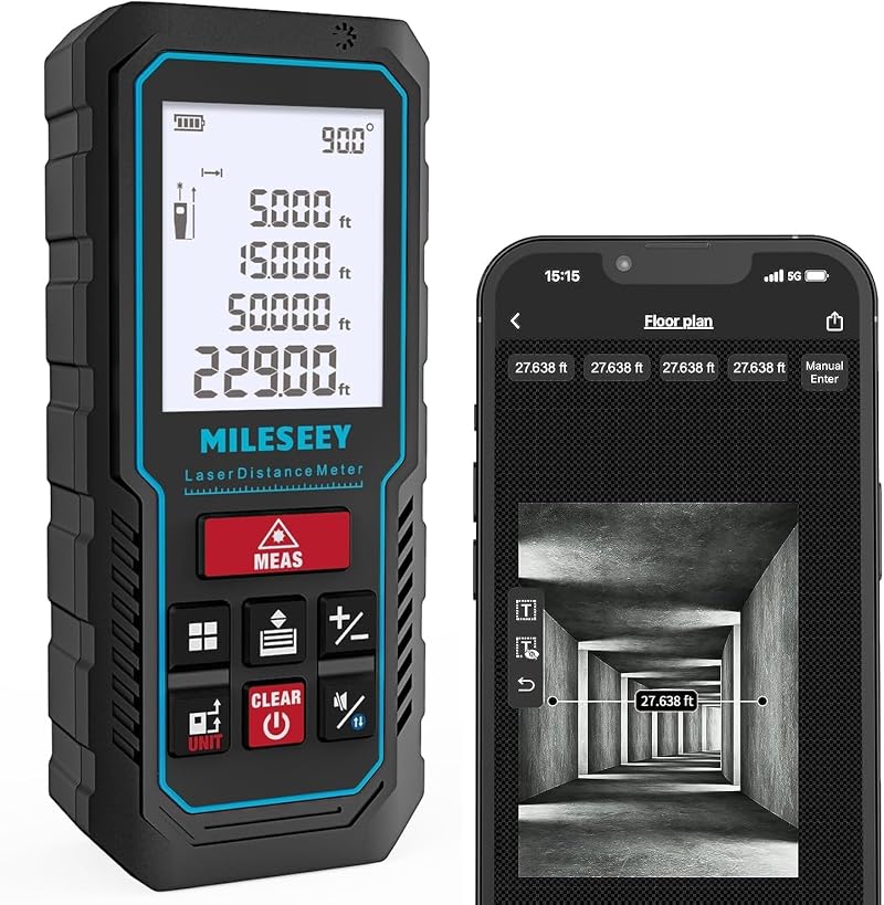 MiLESEEY 70M Laser Measure with App Wireless Tilt Sensor 2mm 635nm