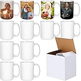 12 Pack Sublimation Mugs 15 oz, Blank White Ceramic Coffee Mugs for Heat Press, Sublimation Mug Blanks for DIY Photo Printing