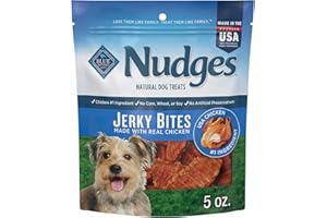 Blue Buffalo Nudges Jerky Bites Dog Treats, Made in the USA with Natural Ingredients, Bite-Sized Pieces, Chicken, 5-oz Bag