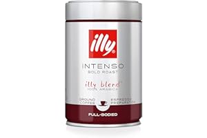 Illy Intenso Ground Espresso Coffee, Bold Roast, Intense, Robust And Full Flavored With Notes Of Deep Cocoa, 100% Arabica Coffee, No Preservatives, 8.8 Ounce (Pack Of 1)