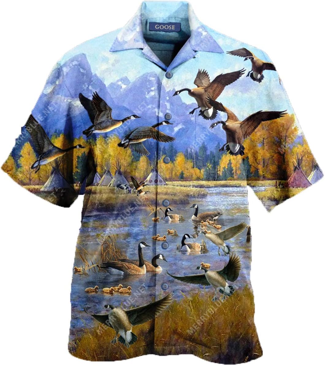 Amazon.com: Flying Geese Hawaiian All Over Printed Hawaiian 3D shirt, Short, Classic T-Shirt 