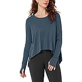 ODODOS Long Sleeve Tee for Women with Thumb Hole Athletic Gym Workout Crop Tops Yoga Shirts