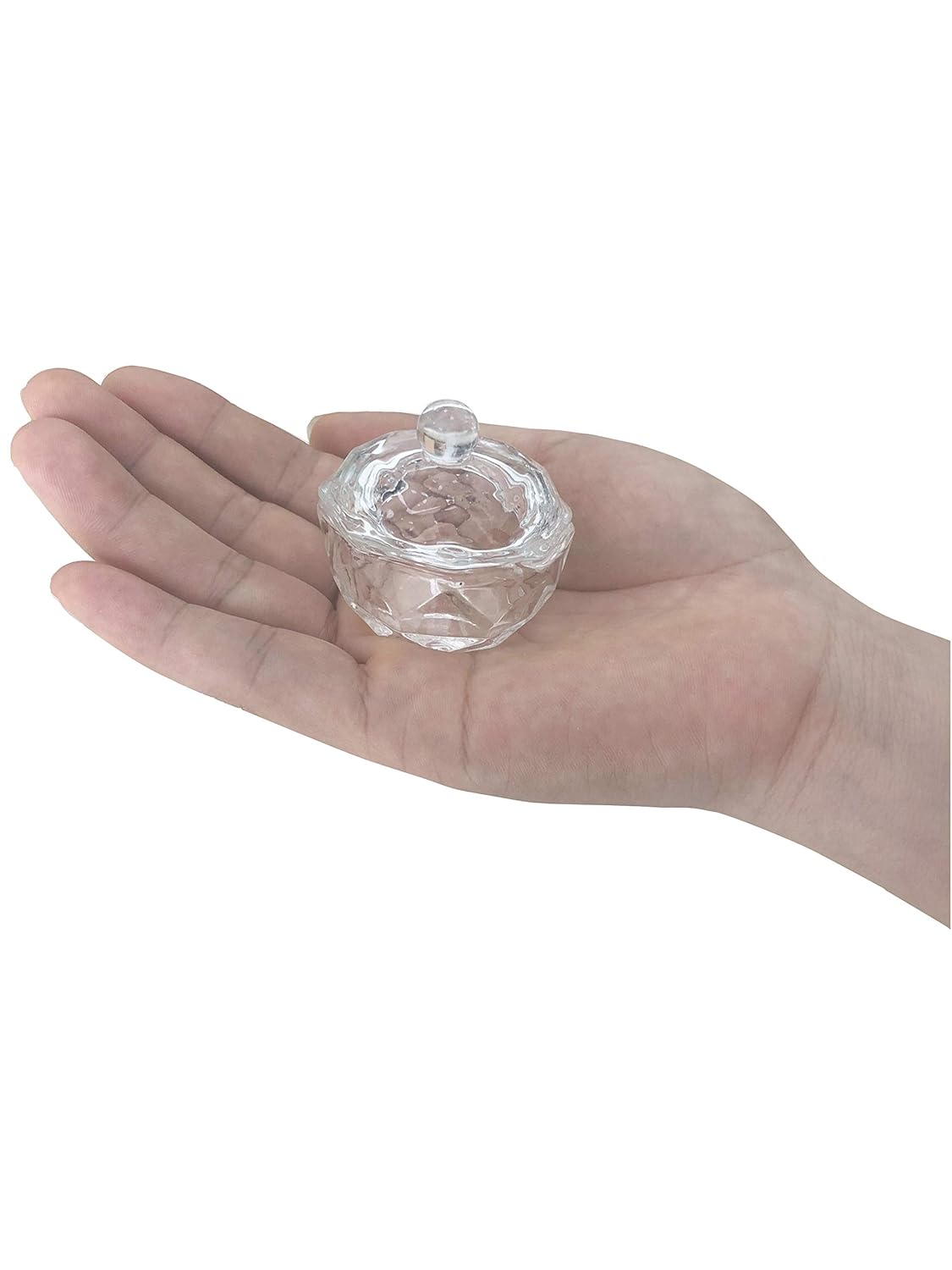 2Pcs Clear Nail Art Acrylic Liquid Powder Dappen Dish Bowl Glass Crystal Cup Glassware with Lid for Nail Art Manicure Care Tools: Beauty