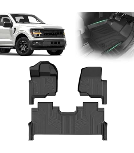 3D Molded Floor Mats Liners For 2010-2014 Ford F-150 SuperCrew Cab TPE Rubber