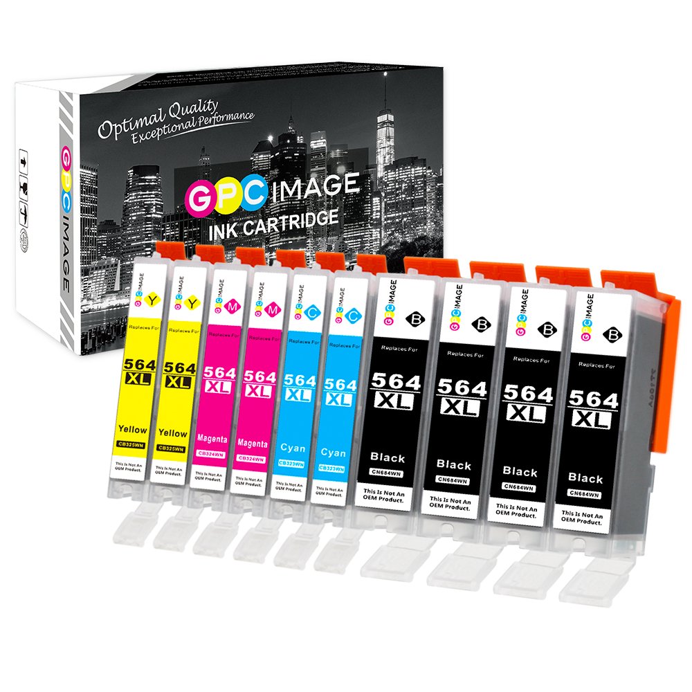 GPC Image Compatible Ink Cartridge Replacement for HP 564XL 564 XL to use with DeskJet 3520 3522 Officejet 4620 Photosmart 5520 6510 6515 6520 7520 7525 D7560 (Black Cyan Magenta Yellow,10-Pack)