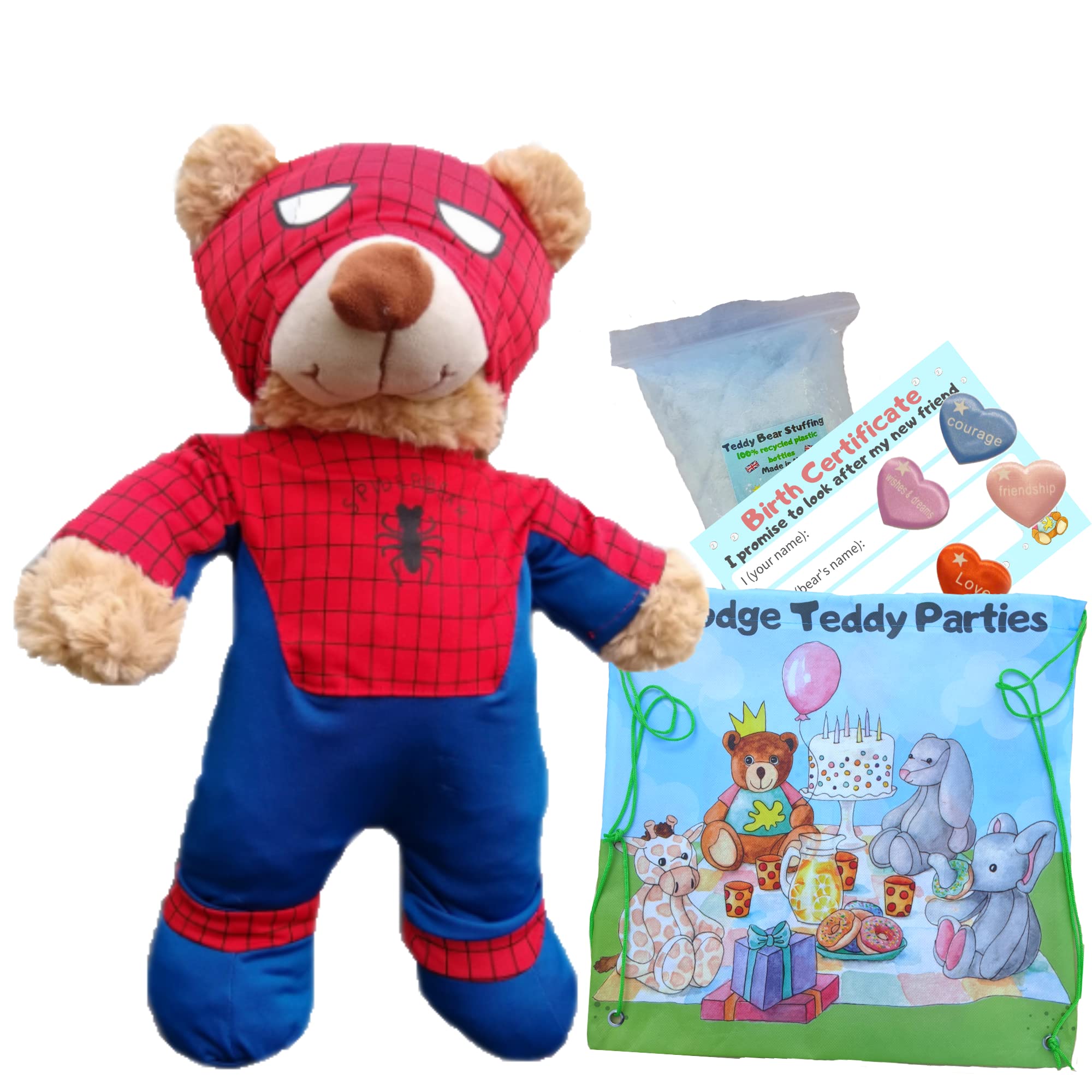 Superhero Spider Bear - Build your own Teddy Bear making kit with outfit - 16"/40cm