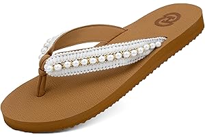ChayChax Womens Two-Tone Flip Flops with Arch Support Comfort Beach Thong Sandals Indoor Outdoor