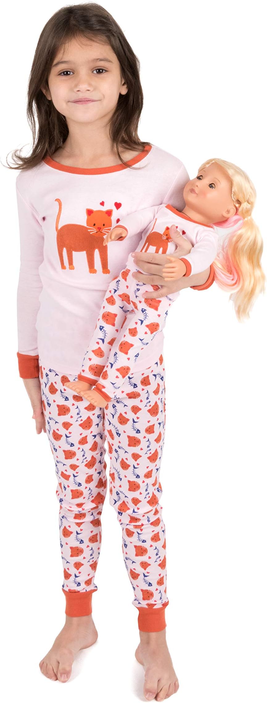 Leveret Kids & Toddler Pajamas Matching Doll & Girls Pajamas 100% Cotton 2 Piece Pjs Set (Size 2 Toddler-14 Years)