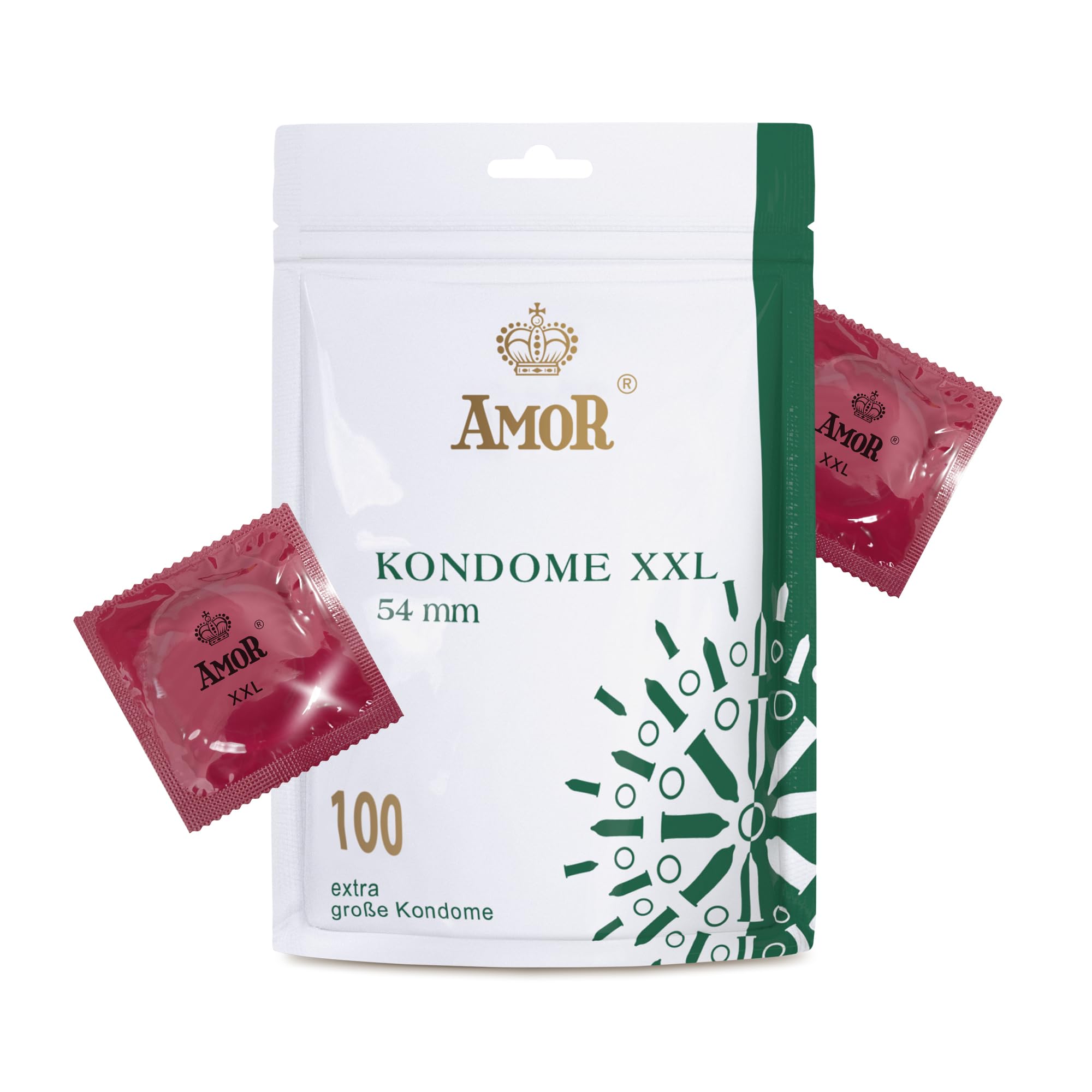 AMOR XXL Premium Condoms Ultrasensitive, Ø 54 mm, Transparent, Pack of 100