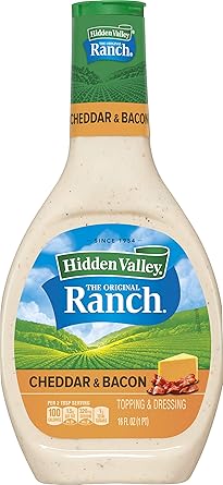 Amazon Com Hidden Valley Cheddar And Bacon Flavored Ranch Salad Dressing Topping Gluten Free 16 Ounce Bottle Package May Vary Grocery Gourmet Food