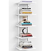 Harwaya White 5 Tier Wall Shelf Unit for Shoes Display, Lack Wall Bookshelf for Bedroom, Vertical Tiered Floating Book Shelve