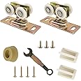 13/16" Pocket Door Ball Bearing Hangers Fit Kenna-Frame, Crawford & Press-Rite Doors V-Type Tracks, Upgraded N 7065 with Quad-Wheel, 3/4" C.T.C., Min. 1" Thick Doors, 2 Pack
