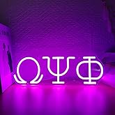 16in Psi Phi Fraternity Neon Sign, USB Dimmable Greek Lettering Psi Phi Neon Light Up Sign for Man Cave Bar Office Decor Omega Holiday Gifts