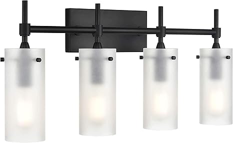 Effimero 4 Light Bathroom Vanity Light Black Hallway Wall Sconce Frosted Glass Shade Ll Wl34 Frst 5blk Amazon Com