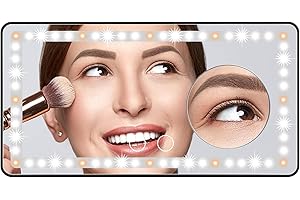 TiKenSo Car Visor Vanity Mirror, 1X/10X Magnification Rechargeable Sun Visor Mirror with 60 LED 3 Light Modes Adjustable Light Up Car Mirror with Touch Screen, A-black