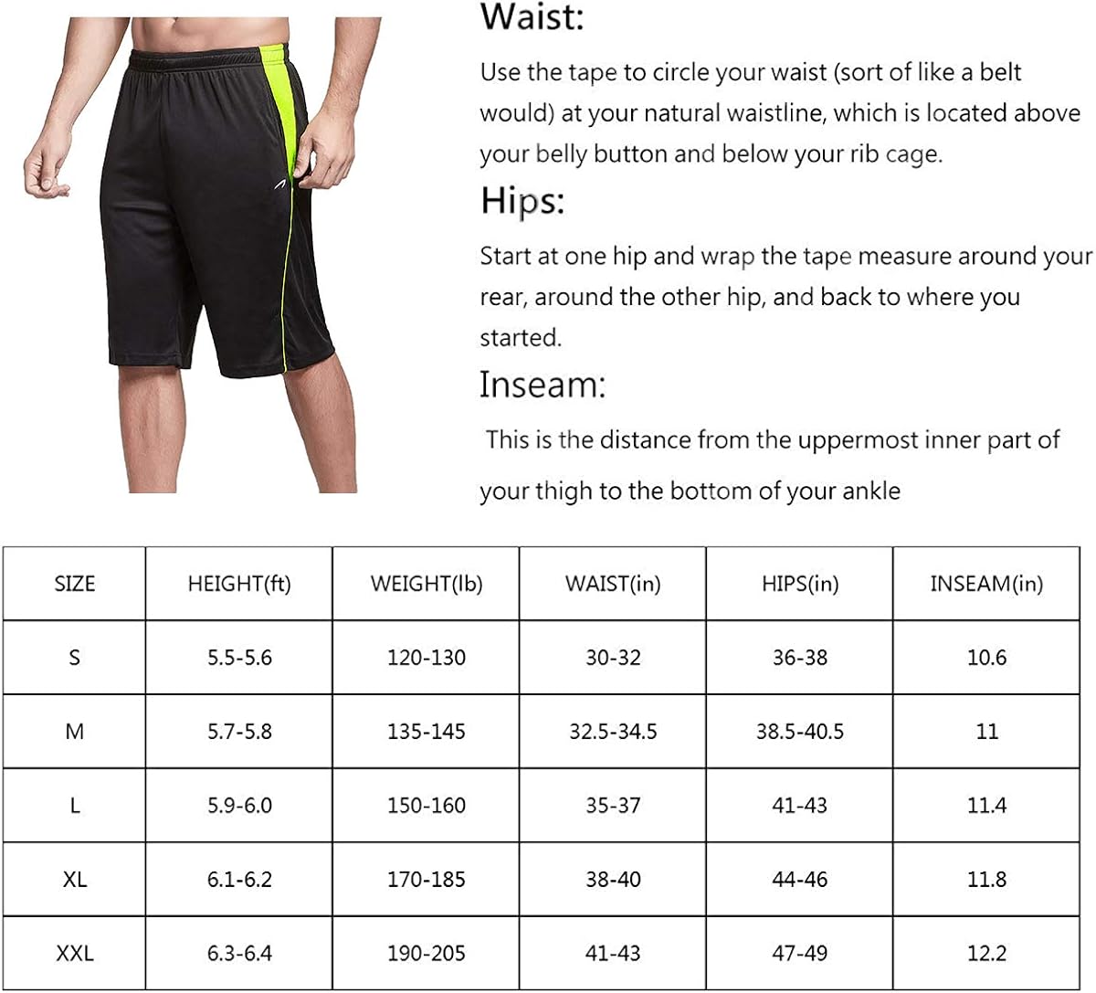 KPSUN Men's 11 inch Basketball Shorts Long Quick Dry Lightweight Athletic Gym Shorts with Pockets : Clothing