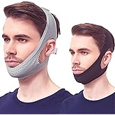 Yootar Chin Strap for Cpap Users, 2 Pack Black & Grey Comfortable Mesh Anti Snoring Chin Straps for Men Women, Upgraded Adjustable Cpap Chin Strap to Keep Mouth Closed While Sleeping(2 Pack), Medium