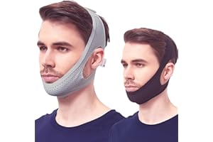 Yootar Chin Strap for Cpap Users, 2 Pack Black & Grey Comfortable Mesh Anti Snoring Chin Straps for Men Women, Upgraded Adjustable Cpap Chin Strap to Keep Mouth Closed While Sleeping(2 Pack), Medium
