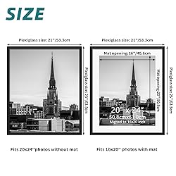 Hoikwo 20x24 Black Picture Frame, Display Pictures