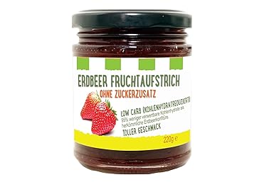 Erdbeer Fruchtaufstrich low carb (kohlenhydratreduziert - 95% weniger verwertbare Kohlenhydrate als herkömmliche Erdbeerkonfi