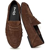 BeeLg Penny Loafers for Women Suede Flats Shoes Casual Loafer Dressy Vintage Work Business Flat Shoe