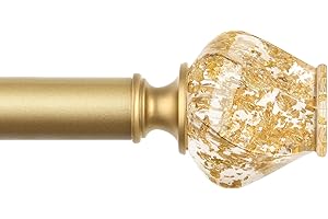 HOTOZON 1 Inch Decorative Curtain Rods 32 to 58 Inches (2.6-4.8ft), Heavy Duty Curtain Rod for Windows, Single Drapery Rods with Exquisite Translucent Twisted Finials, Luxury Gold
