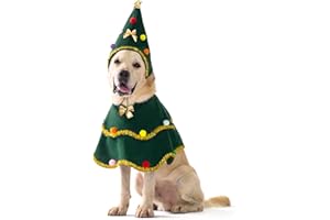 cyeollo Large Dog Christmas Costume Cute Christmas Tree Outfit Pet Dog Clothes Xmas Costumes for Big Size Dogs, Green XL