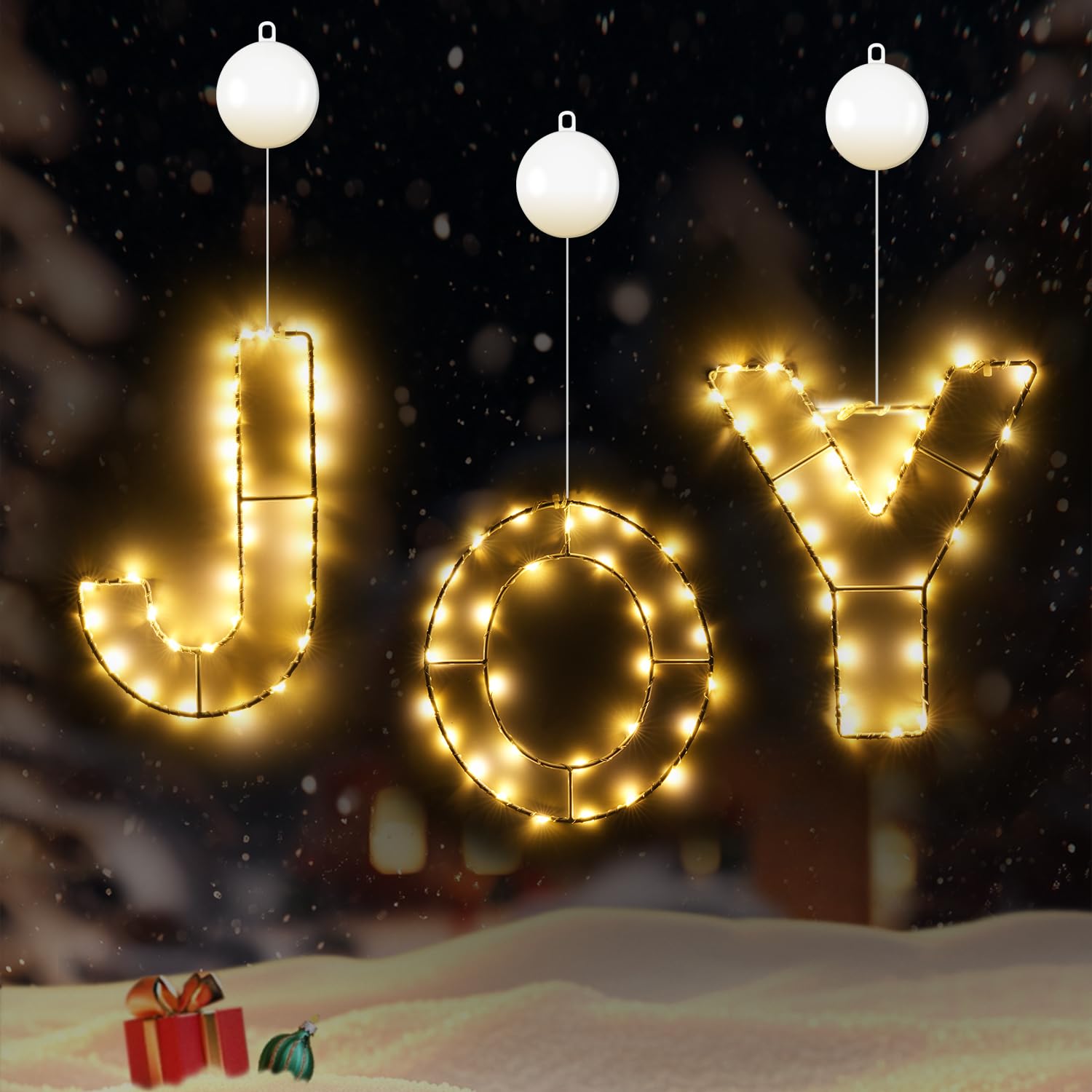 Photo 1 of ***BATTERY OPERATED***JOY Window String Lights, Iron Letter String Lights for Christmas Window Lights and Indoor Winter Decorations, 30 Lights per Letter, Timer & Steady On, 7.5IN X 6.3IN, 3-Piece Holiday Decor Set***BATTERY OPERATED***