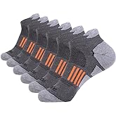 JOYNÉE Men's 6 Pack Athletic No Show Performance Comfort Cushioned Low Cut Running Tab Socks,Black,Sock Size:10-13