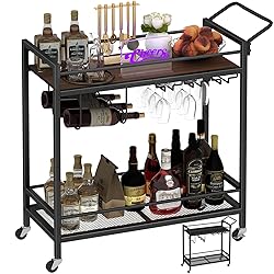 LAATOOREE Bar Cart, Two-Color Home Bar Serving