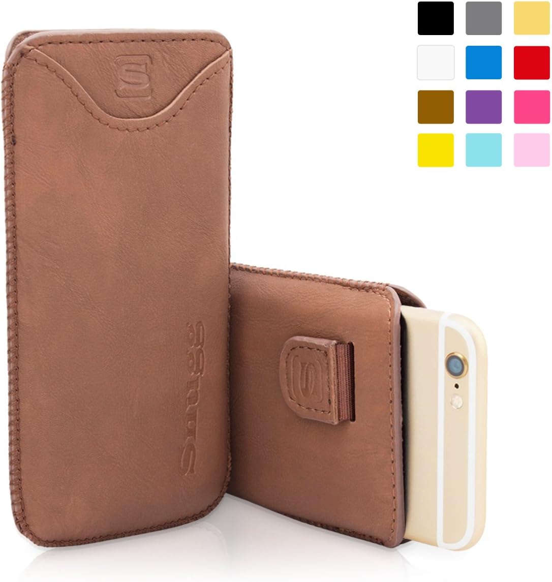 Snugg iPhone 6 Plus - Brown Leather Pouch Case