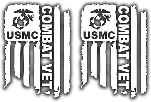 Download Amazon Com Distressed Usmc Combat Vet Sticker United States Marine Corps Flag Bumper Vinyl Car Decal Truck Window Laptop Army Us 3 X4 6 Veteran White Automotive