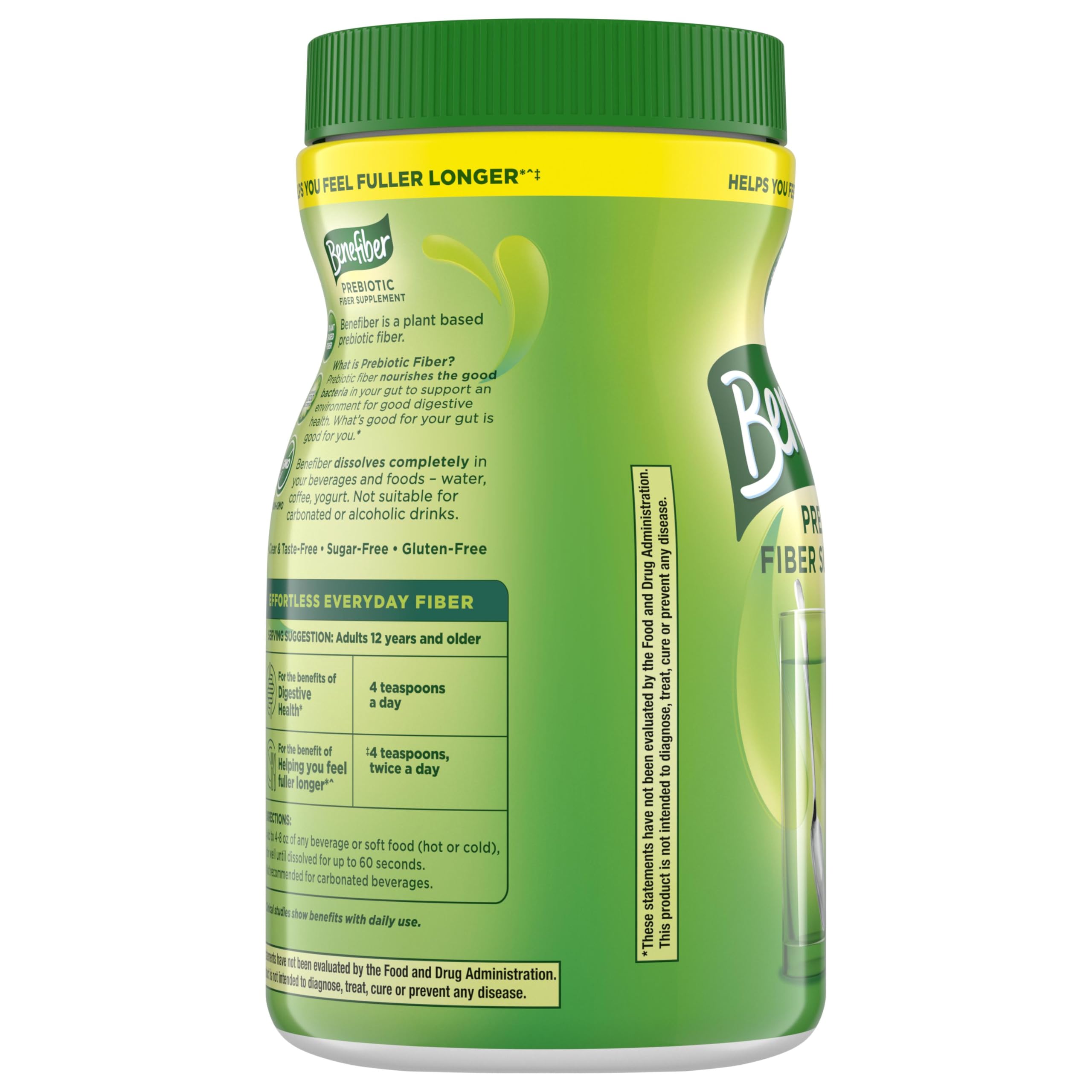 Benefiber Daily Prebiotic Fiber Supplement Powder for Digestive Health, Unflavored - 125 Servings (17.6 Ounces)