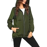 Beyove Women's Waterproof Raincoat Lightweight Rain Jacket Hooded Windbreaker with Pocket for Outdoor