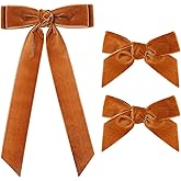3PCS Velvet Hair Bow Brown Hair Ribbon Clips for women Girls Fall Alligator Hair Clips Hair Accessories Toddlers Kids Teens