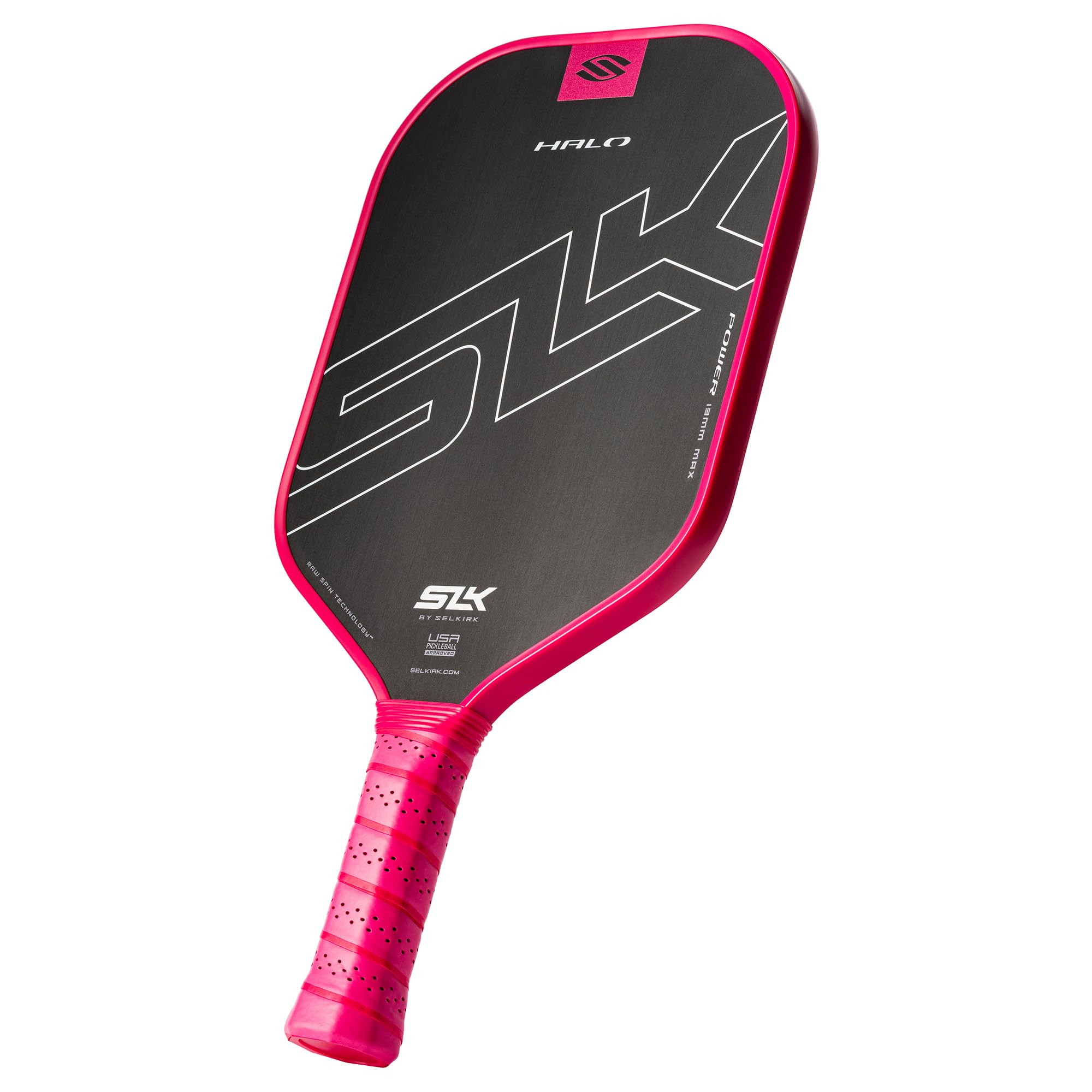 Selkirk Sport SLK Halo Power MAX Pickleball Paddle | Raw Carbon Fiber Pickleball Paddles with a Rev-Core Power Polymer Core | Designed for Ultimate Spin & Consistency | Pink Image