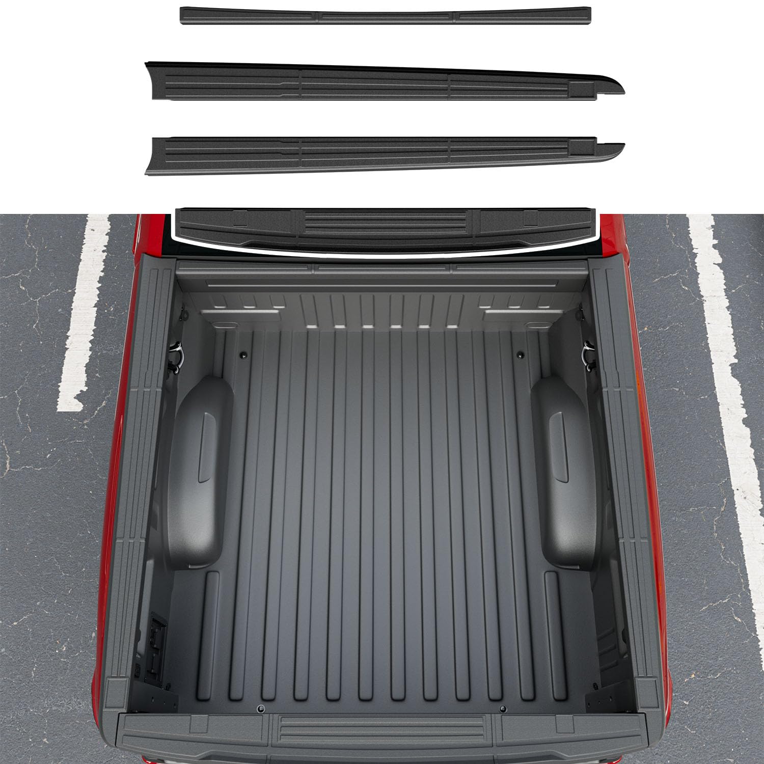 Xipoo Rocker Xipoo 5.5FT Truck Bed Rail Caps Compatible with 2015-2025 Ford F150 Bed ...