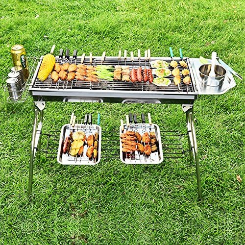 PengMei Compact Folding Charcoal Grill - Portable BBQ Grill, Yakitori Grill, Kebab Grill, Satay Grill, Outside Camping, Picnics, Backpacking, Large Size Camping Grills for 5-10 People