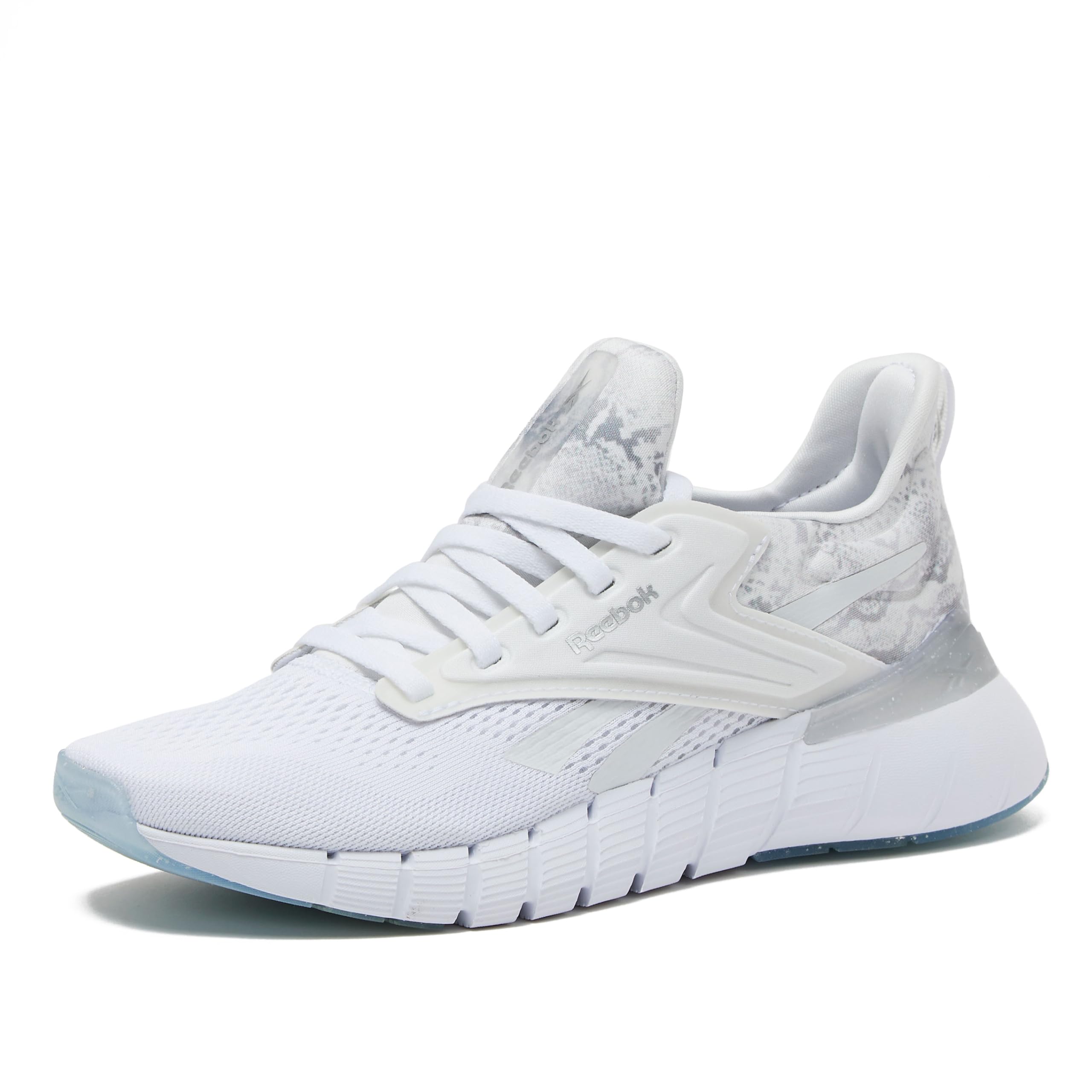 Photo 1 of MISSING A SHOELACE*** Reebok Nano Gym Womens Sneakers, Workout and Walking Shoes for Women, Footwear White/Silver Metallic/Barely Grey, 8.5