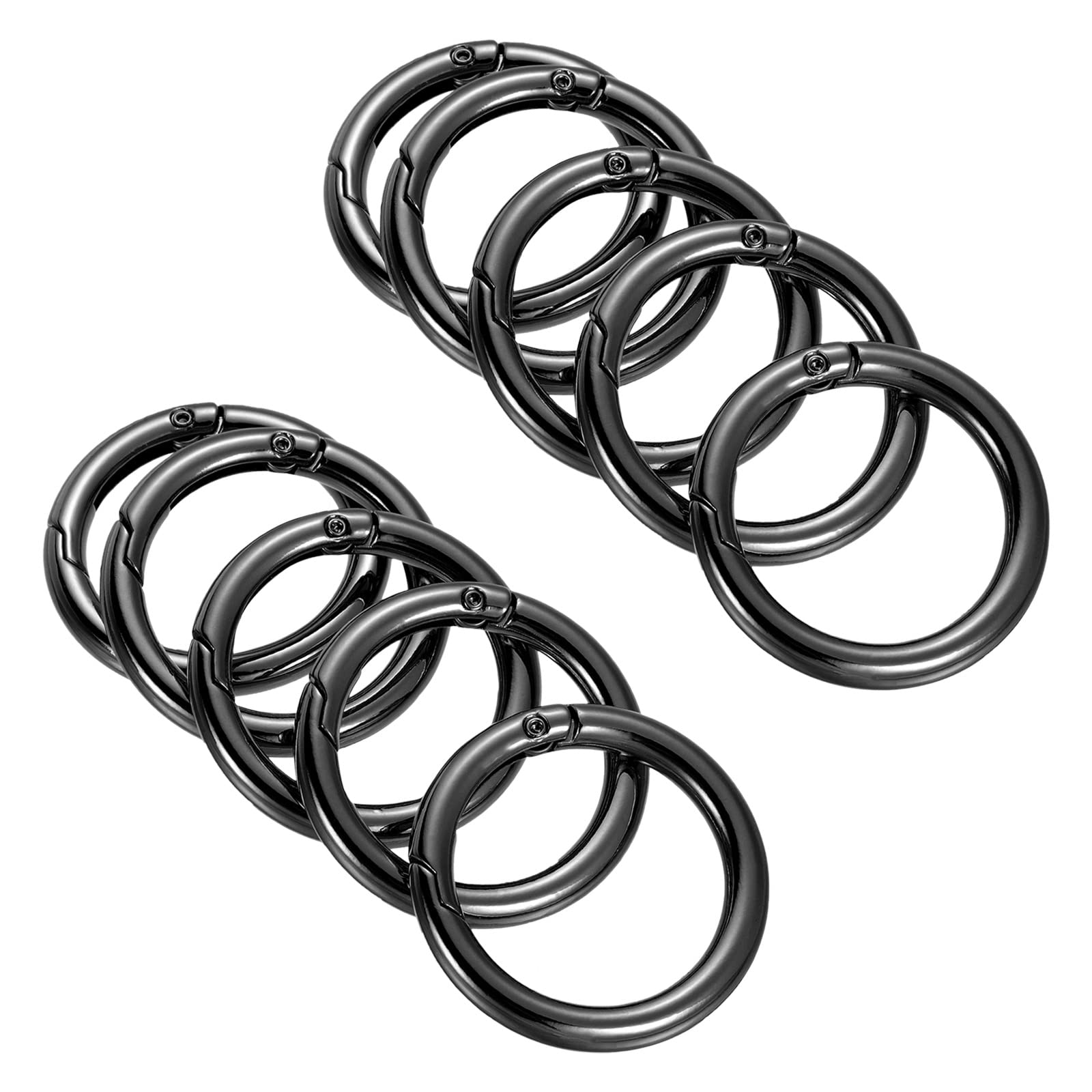 PATIKIL 42x31x5.5mm Spring Gate O Rings, 10 Pack Round Snap Clip Zinc Alloy for Keyrings Buckle, Black