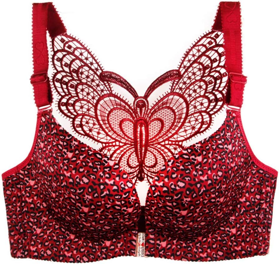 Women Front-Button Beauty Back Butterfly No Underwire Bras Push -up Sleek Plus Size Wireless Bras
